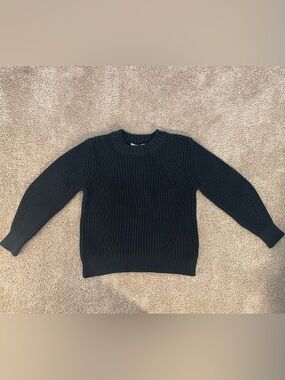 Everlane Black Cotton Crewneck Cable Knit Sweater